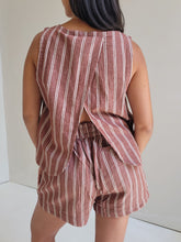 Load image into Gallery viewer, Linen Stripe Canopy Top - Mahogany