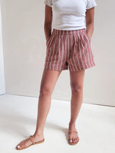 Load image into Gallery viewer, Linen Stripe Canopy Shorts - Mahogany