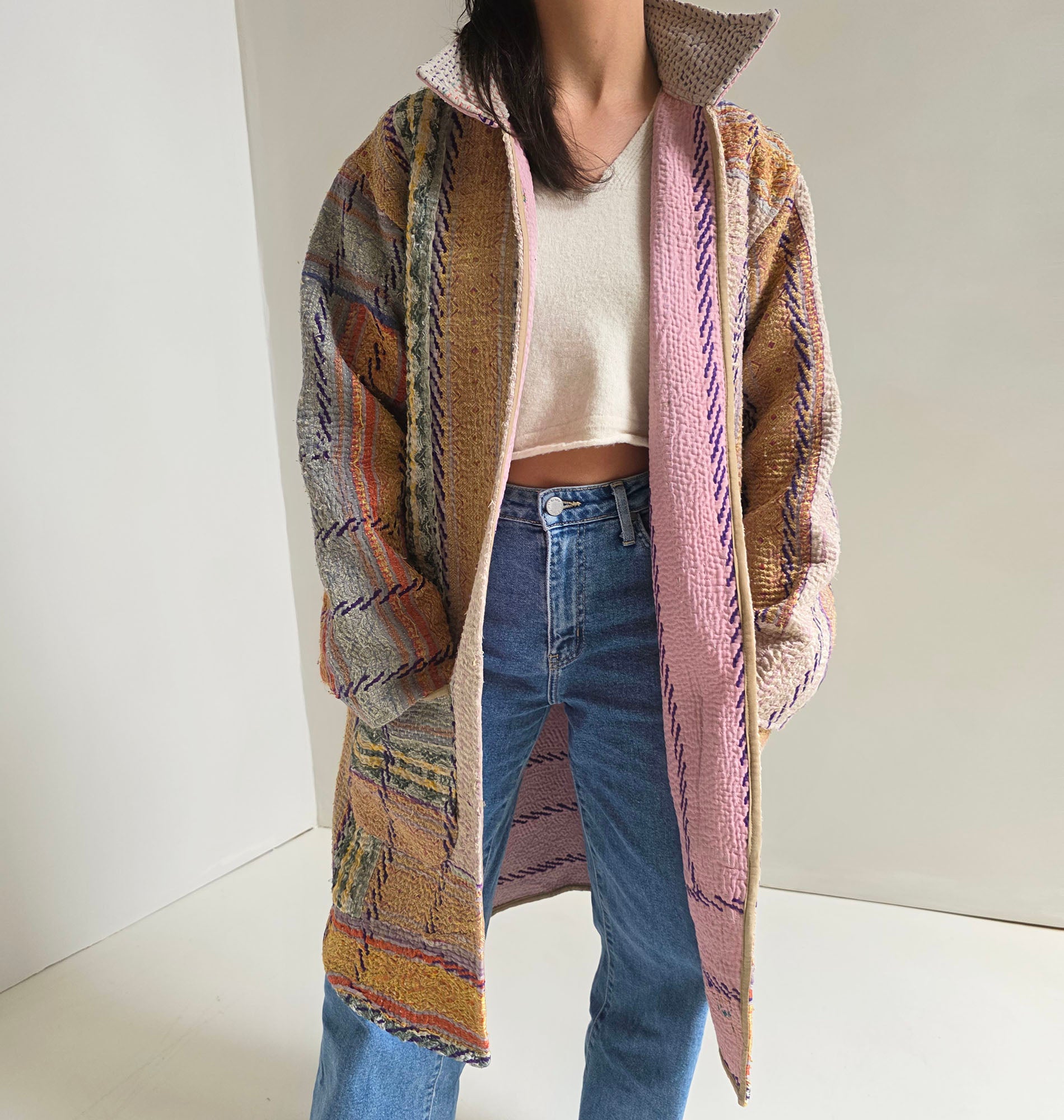 Yarmo × Steven Alan / QUILT LONG COAT Yarmo × Steven Alan / QUILT LONG COAT Long Kantha Quilt Jacket