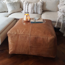 Load image into Gallery viewer, Square Leather Ottoman