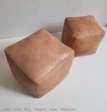 Load image into Gallery viewer, Braided Leather Cube Pouf