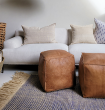 Load image into Gallery viewer, Braided Leather Cube Pouf