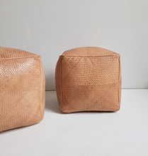 Load image into Gallery viewer, Braided Leather Cube Pouf