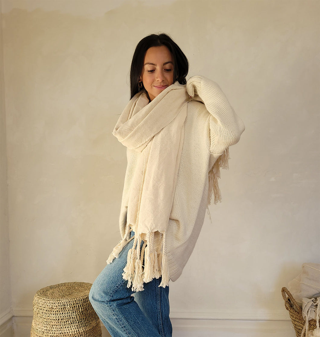 Cocoon Loomed Cotton Blanket Scarf
