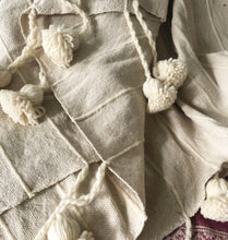 Load image into Gallery viewer, Oat Cotton + Wool Pom Blanket
