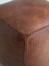 Load image into Gallery viewer, Braided Leather Cube Pouf