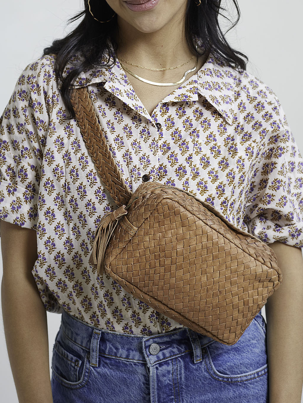 the FRENCH BRAID leather handwoven handbag strap, woven in NYC