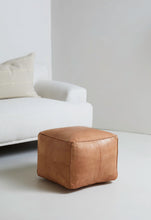 Load image into Gallery viewer, Cube Leather Ottoman Pouf
