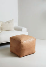 Load image into Gallery viewer, Cube Leather Ottoman Pouf