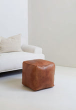 Load image into Gallery viewer, Cube Leather Ottoman Pouf