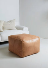 Load image into Gallery viewer, Cube Leather Ottoman Pouf