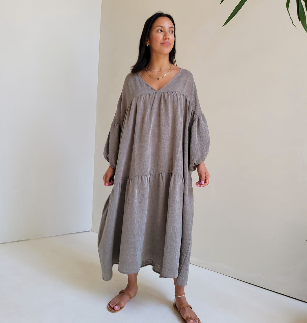 Lucy Organic Cotton Dress - Grey Minda Living Lucy Organic Cotton Dress - Grey Minda Living