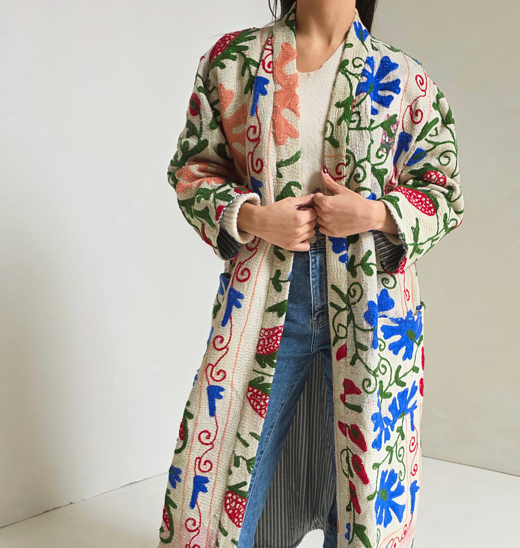 Long Embroidered Quilt Jacket - No. 093