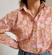 Load image into Gallery viewer, Good Boyfriend Shirt - Floral Clay + Neon Pink
