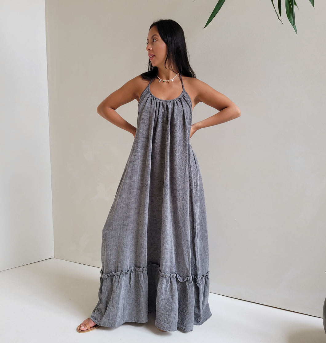 Organic Cotton Maxi Halter Dress Minda Living Organic Cotton Maxi Halter Dress Minda Living