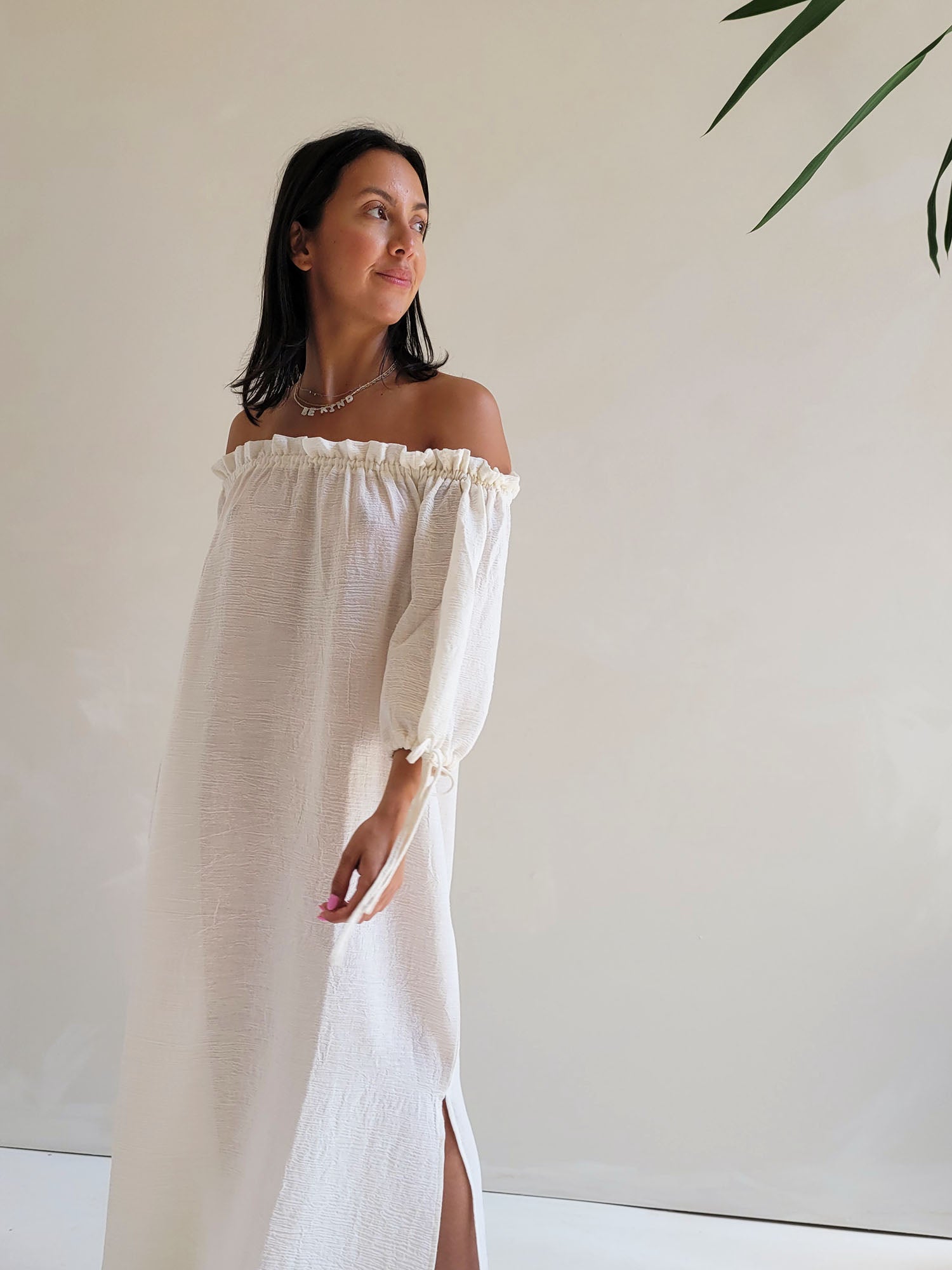 jewelry with off the shoulder dress Selene Off-Shoulder Dress