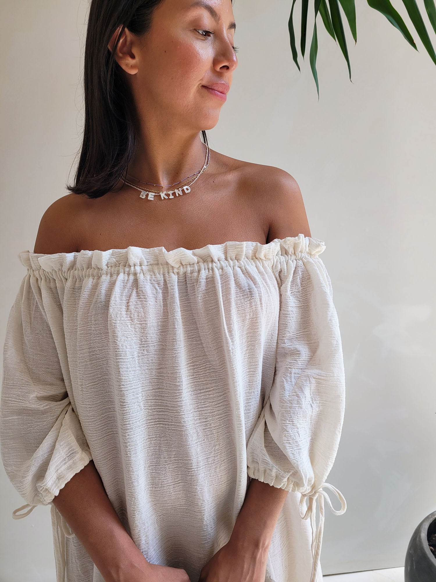 Selene Off-Shoulder Dress - Soft-White Selene Off-Shoulder Dress - Soft-White