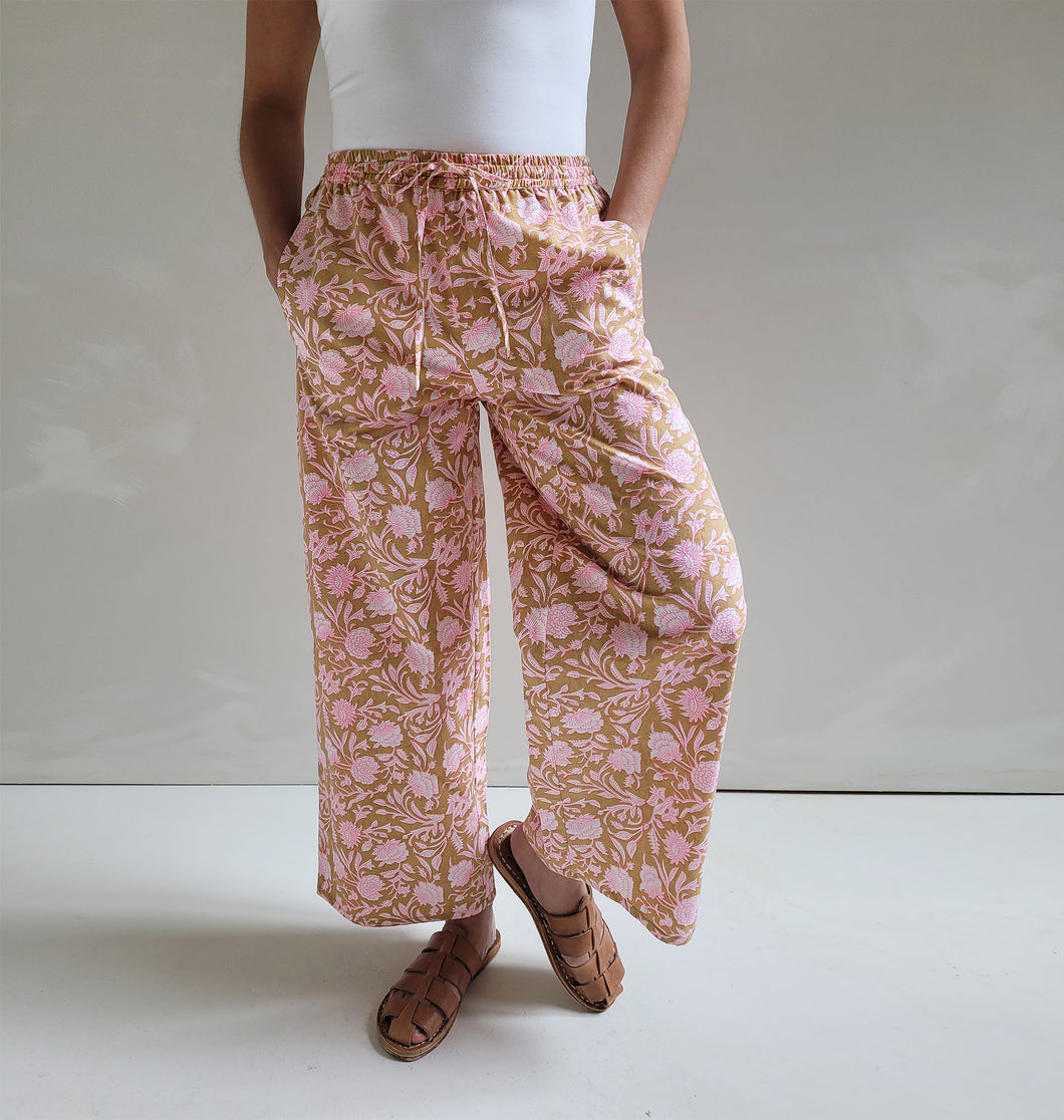 Floral Shore Pant - Clay + Neon Pink