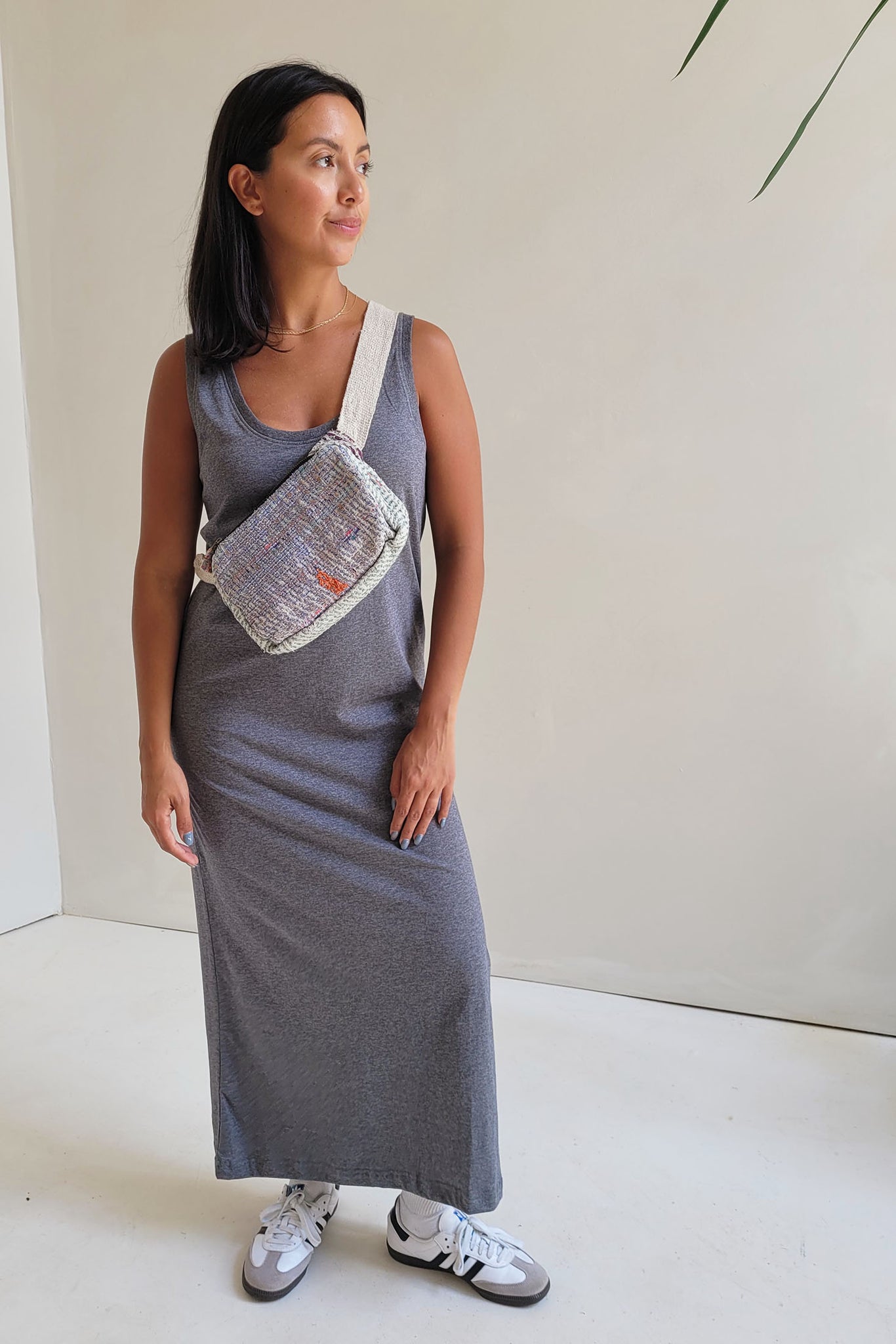 grey cotton tank dress L'AGENCE Ellis Tank Top Dress In Heather Grey/Oat Stripe
