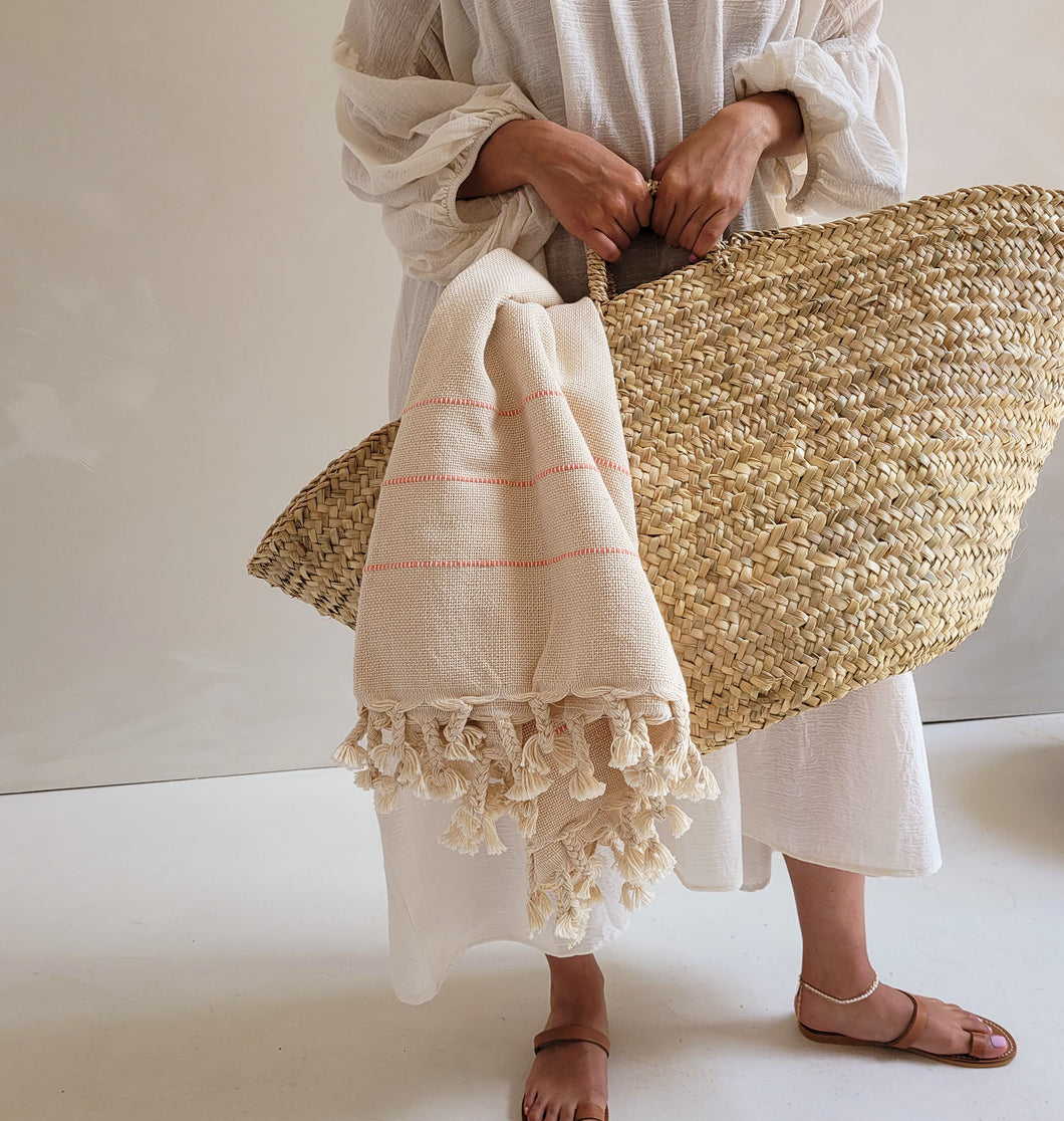 Papaya Stripe Loomed Cotton Towel