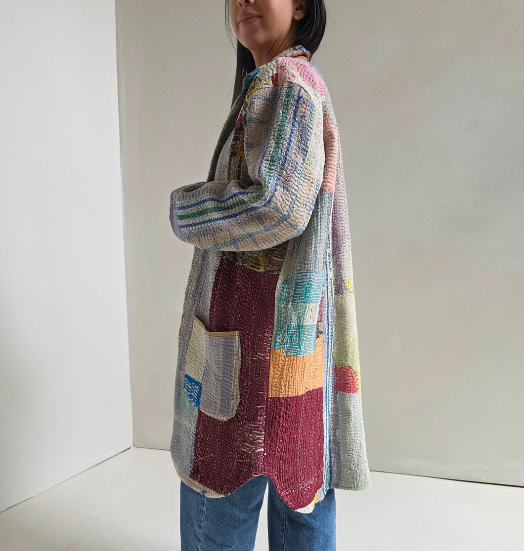 Long Kantha Quilt Jacket - No. 086