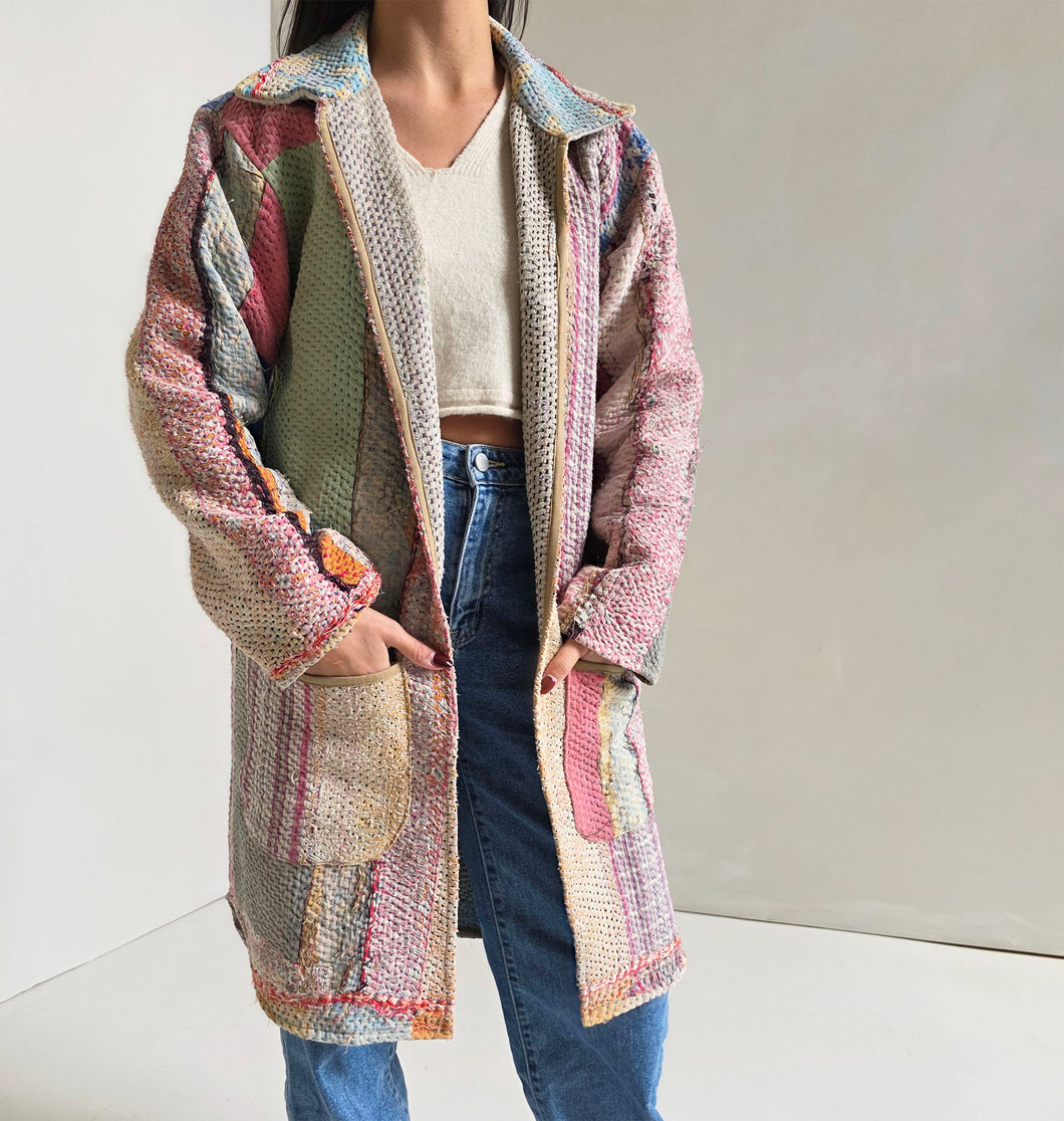 Long Kantha Quilt Jacket - No. 078