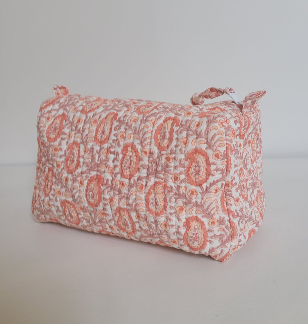 Quilted Block Print Toiletry Bag