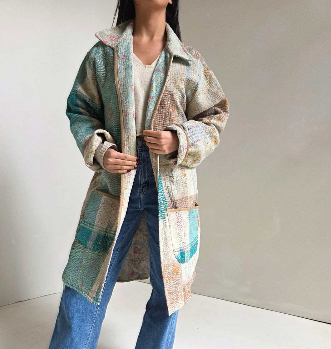 Long Kantha Quilt Jacket - No. 089
