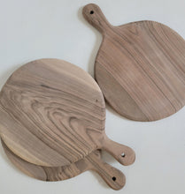 Load image into Gallery viewer, Round Walnut Wood Cut + Serve Board
