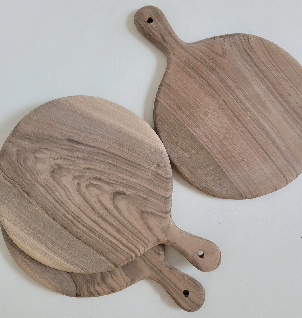Round Walnut Wood Cut + Serve Board