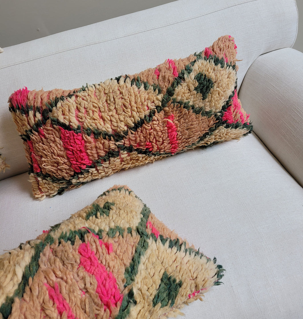 Vintage Wool Pillow - Neon Pink