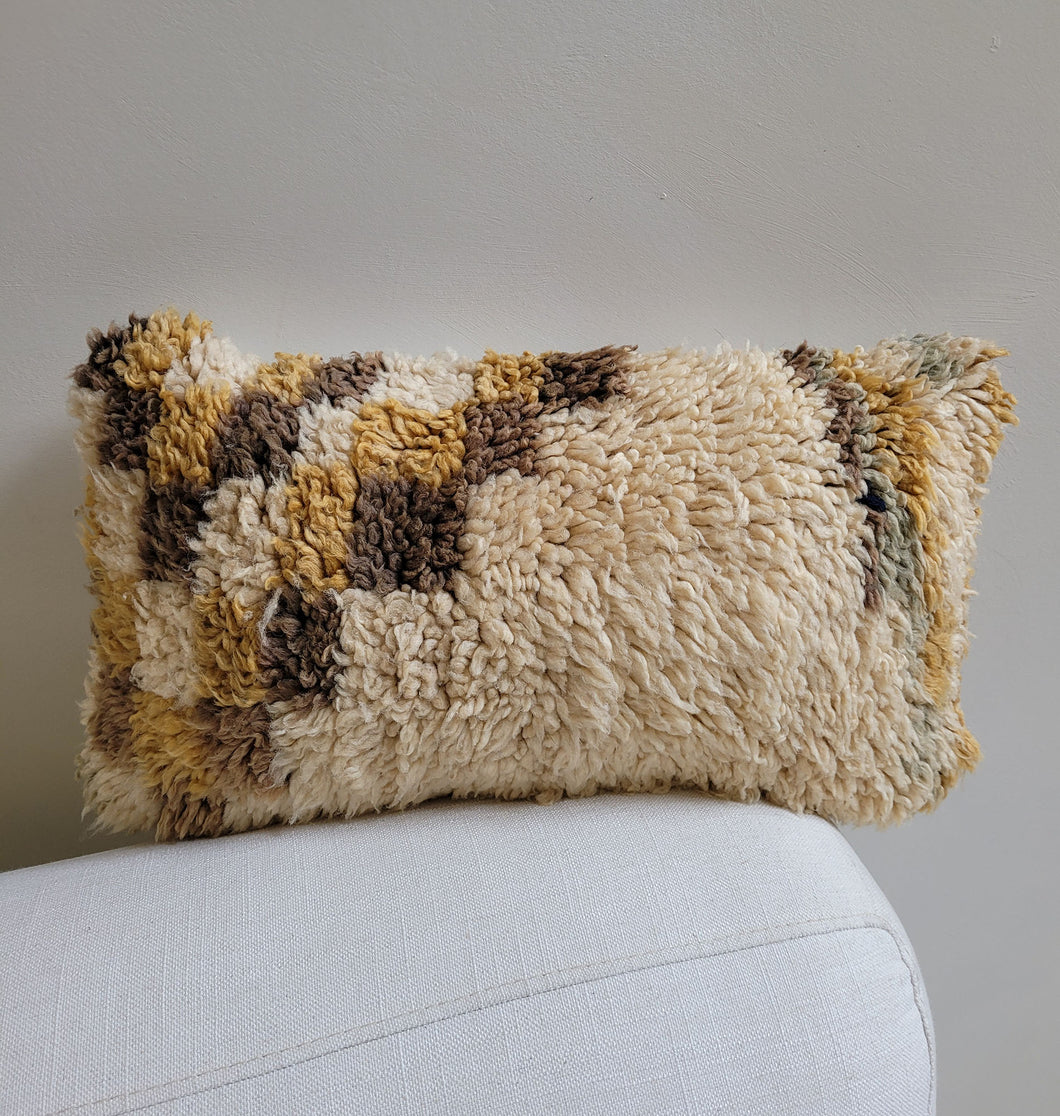 Vintage Wool Pillow - Checkered Neutral