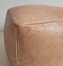 Load image into Gallery viewer, Braided Leather Cube Pouf
