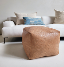 Load image into Gallery viewer, Braided Leather Cube Pouf
