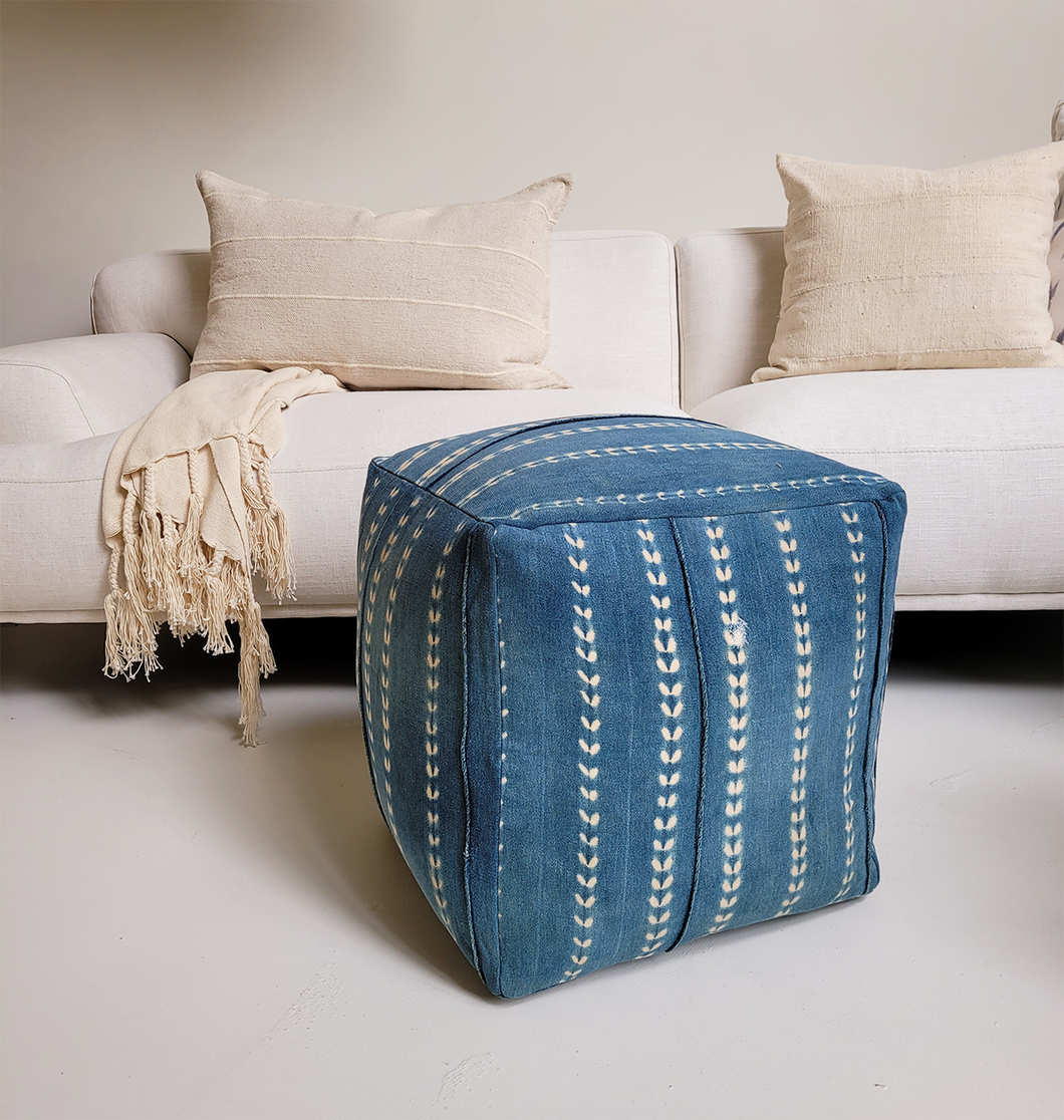 Indigo Cube Ottoman