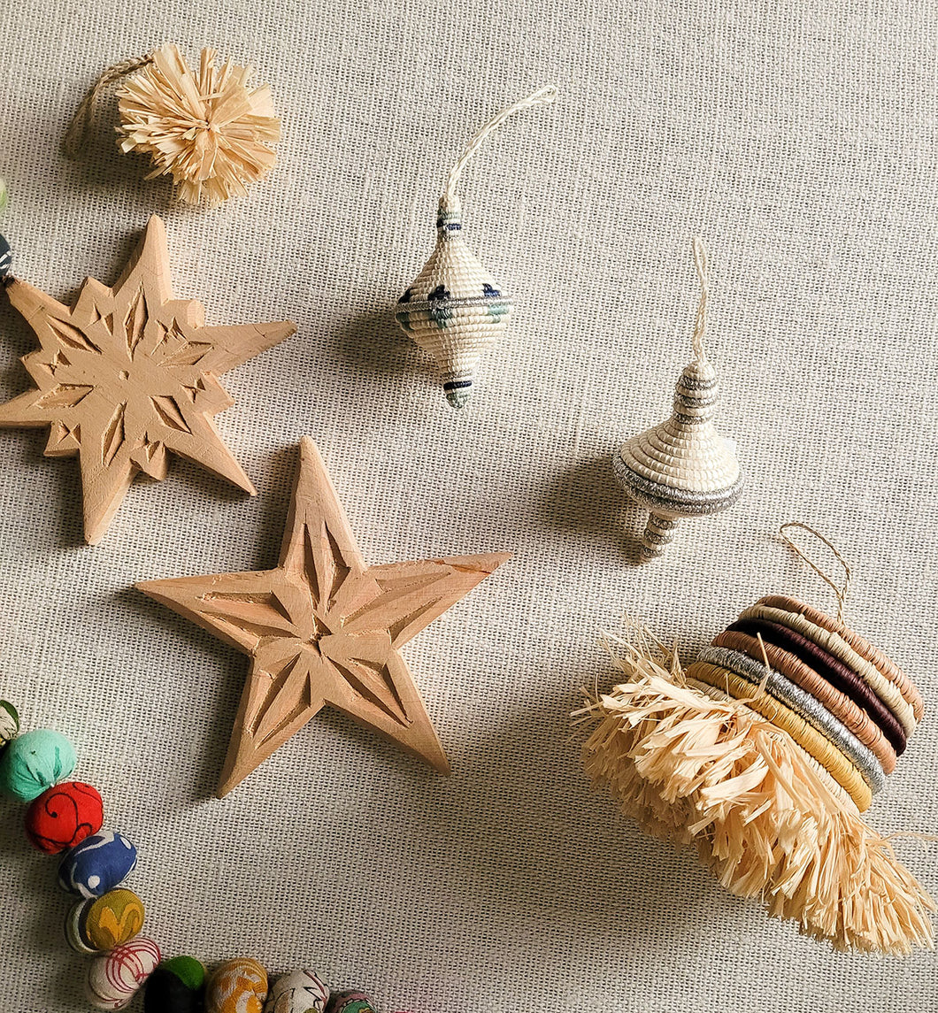 Carved Wooden Star Ornaments