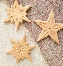 Load image into Gallery viewer, Carved Wooden Star Ornaments

