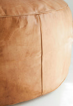 Load image into Gallery viewer, Round Leather Ottoman Pouf
