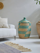 Load image into Gallery viewer, Large Teal Stripe Basket
