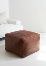 Load image into Gallery viewer, Braided Leather Cube Pouf
