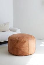 Load image into Gallery viewer, Round Leather Ottoman Pouf
