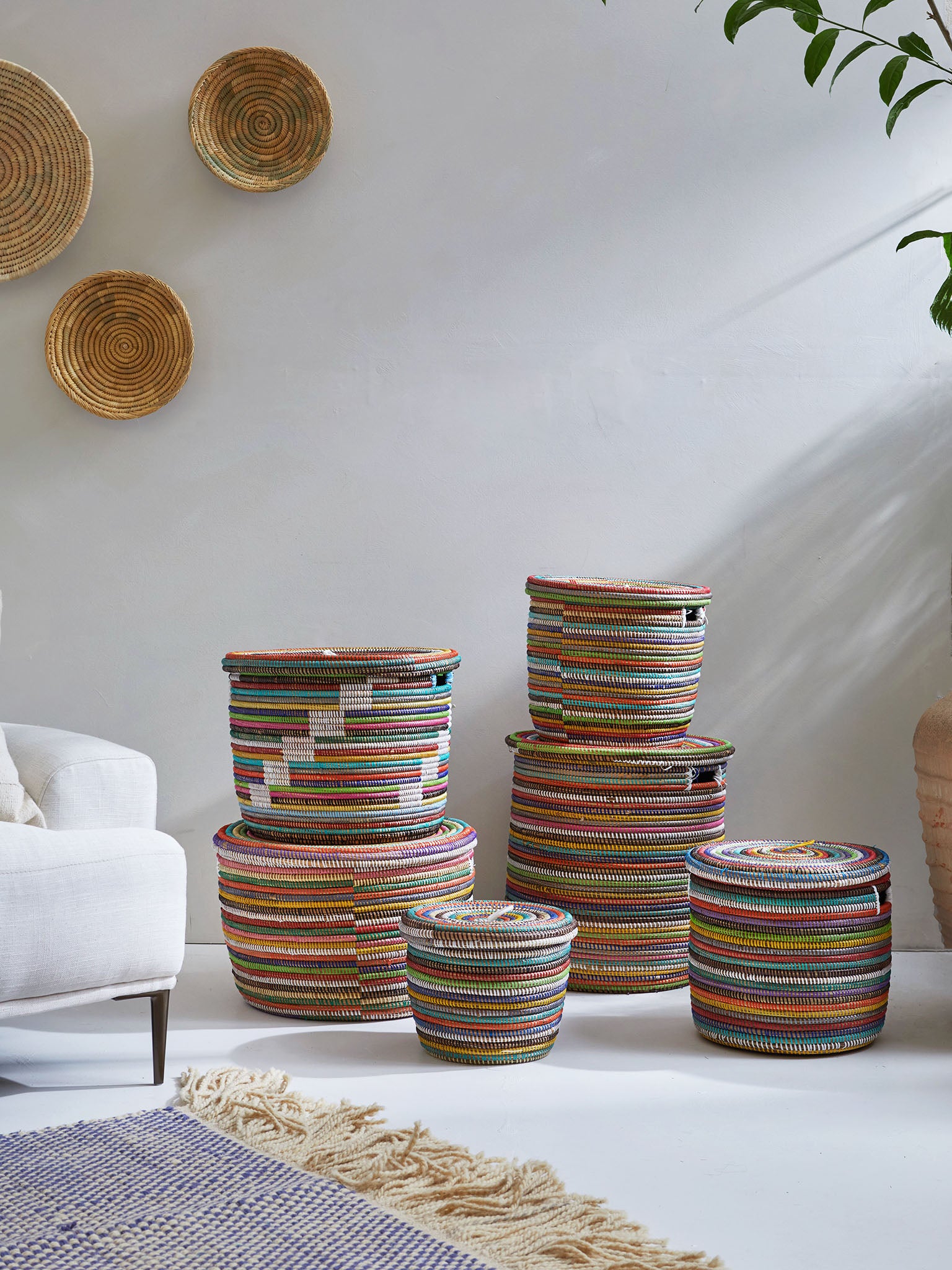 Flat Top Multi-Colored Baskets – Minda Living