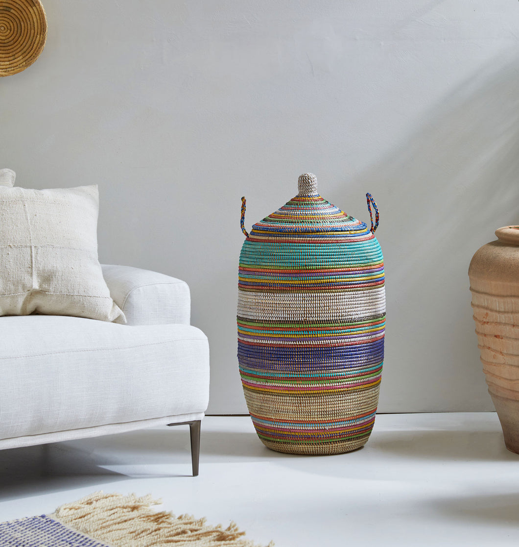 Large Multi-Color Stripe Basket