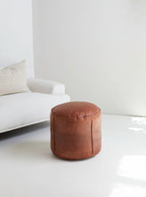 Load image into Gallery viewer, Round Leather Ottoman Pouf
