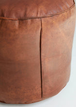 Load image into Gallery viewer, Round Leather Ottoman Pouf
