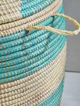 Load image into Gallery viewer, Large Teal Stripe Basket
