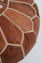 Load image into Gallery viewer, Stitched Hand-Knotted Moroccan Leather Pouf
