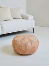 Load image into Gallery viewer, Stitched Hand-Knotted Moroccan Leather Pouf
