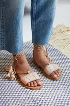 Load image into Gallery viewer, Serina Embroidered Tassel Sandal
